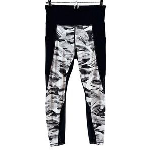 ATHLETA Leggings - Women's Small‎ - black, white graphic pattern - EUC